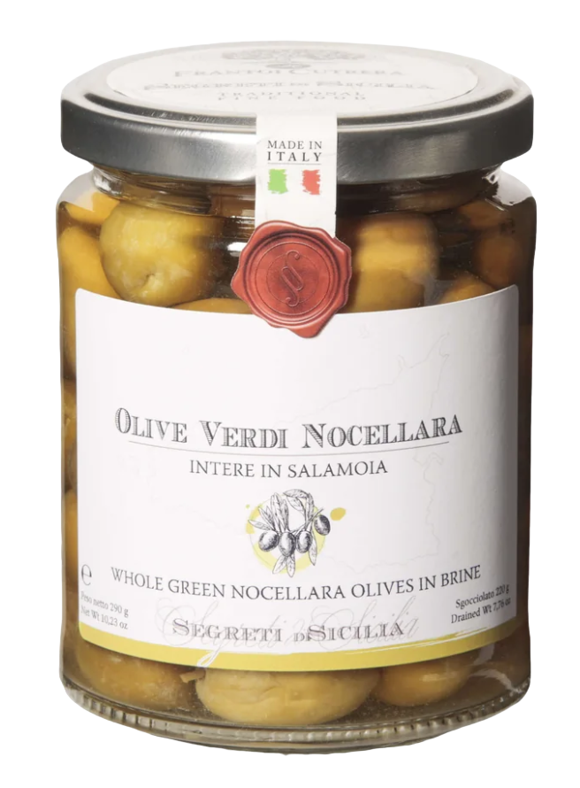 Frantoi Cutrera Vaso Olive Verdi Intere Nocellara In Salamoia Net Weight 220g