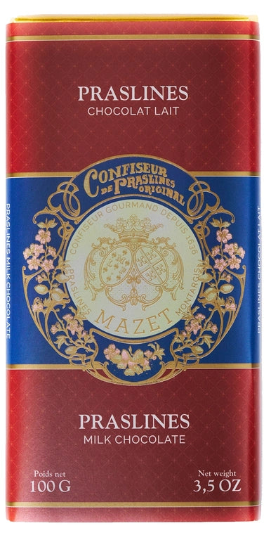 MAZET Tablettes Chocolat Lait Praslines 100g