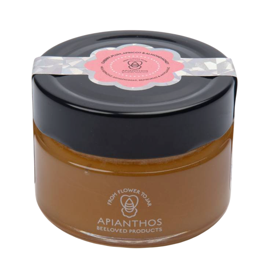 Apianthos Organic Raw Honey Cherry Plum Abricot Almond 125gr