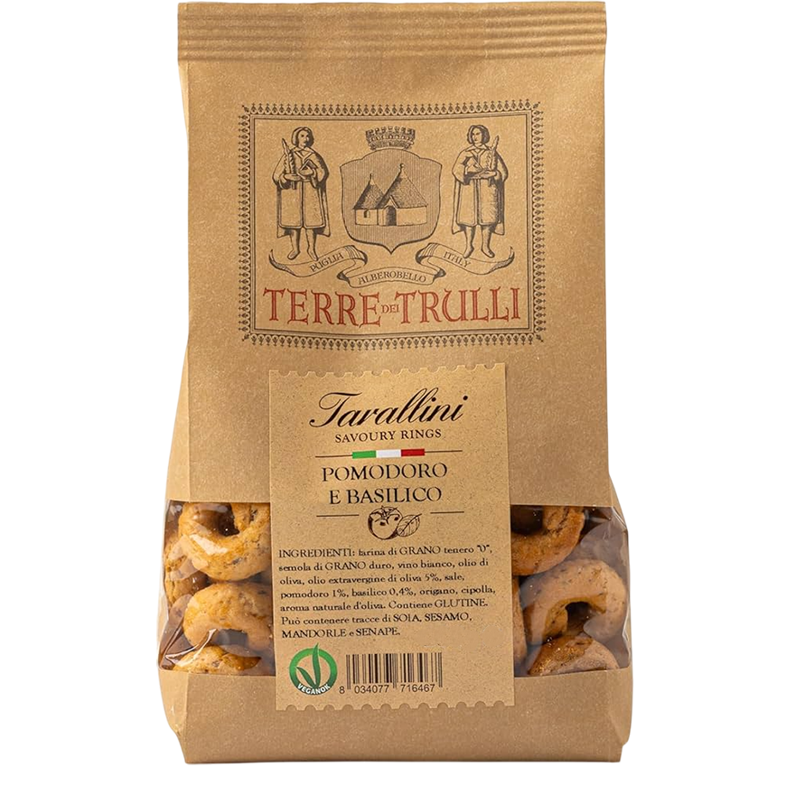"Terre dei Trulli" Tarallini - Savoury Rings With Tomato And Basil 200g
