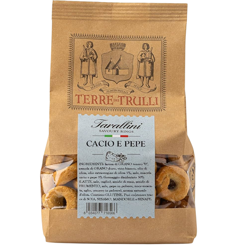 "Terre dei Trulli" Tarallini - Savoury Rings With Cheese And Black Pepper 200g