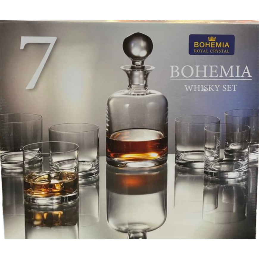ClassWine Crystal Bohemia Box of 6 Whisky Glasses 40cl and Decanter 100cl