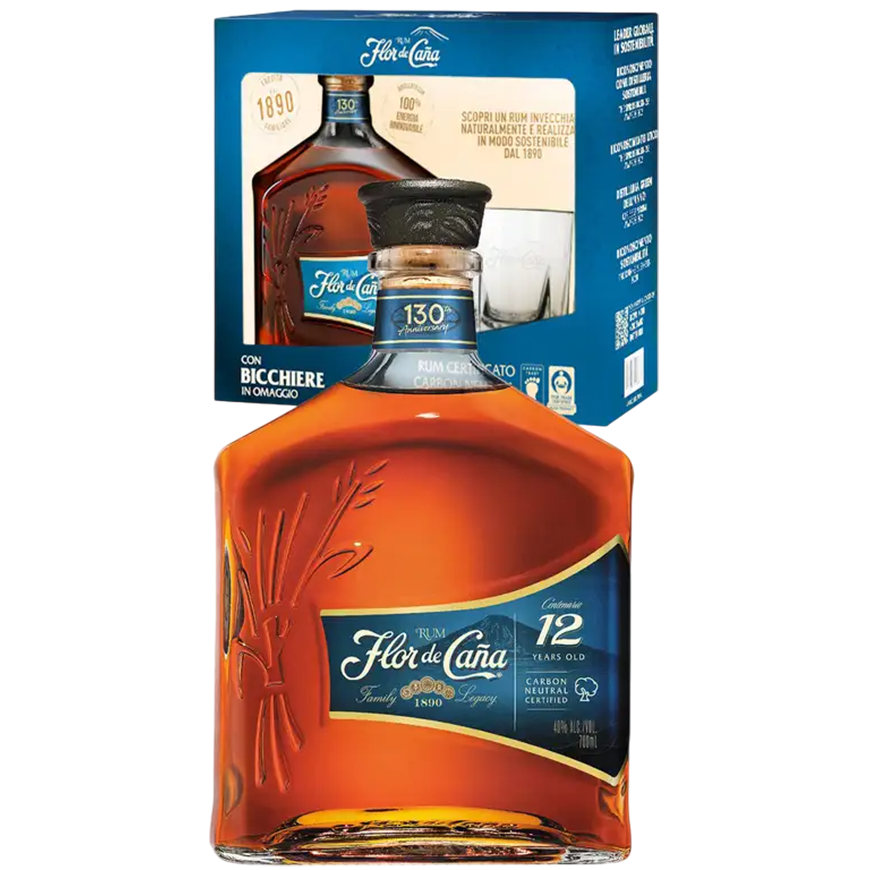 Flor de Cana Centenario 12YO & Gift Jicara Cup 70cl
