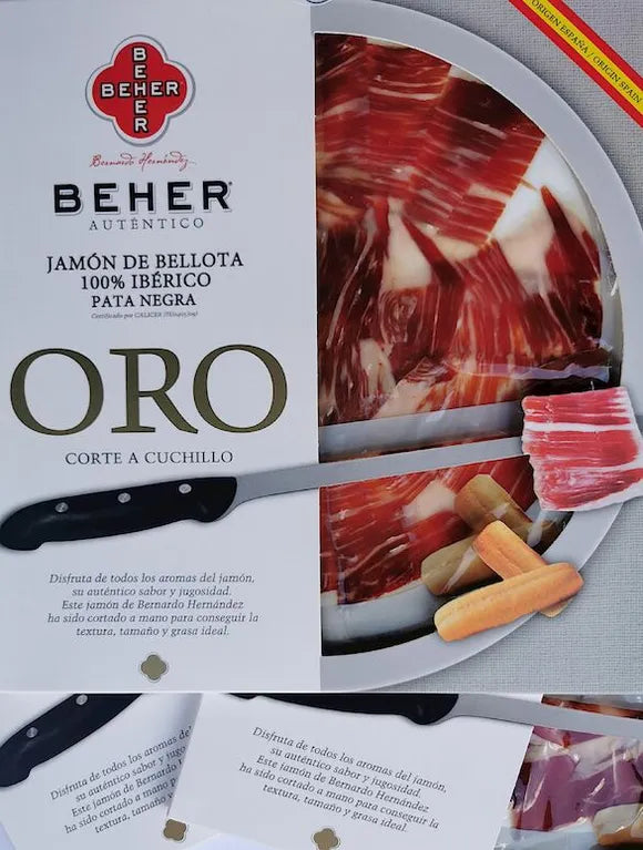 Beher Acorn Fed 100% ORO Iberian Ham Knife Sliced 90g