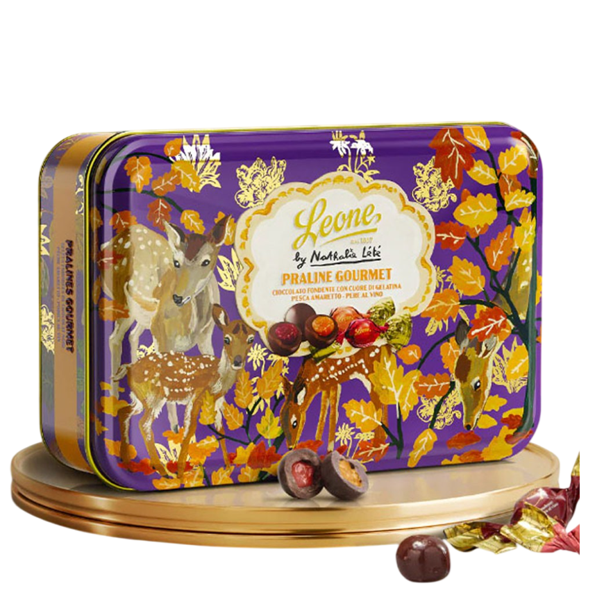 Leone Gourmet Covered Jellies Assorted Nathalie Lete Tin 150g