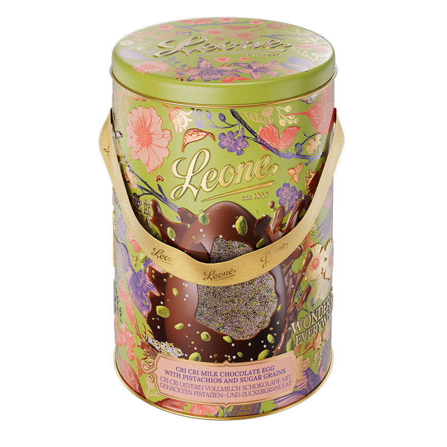Leone Secret Garden Cri Cri Milk Chocolate Pistachio Easter Egg 350g