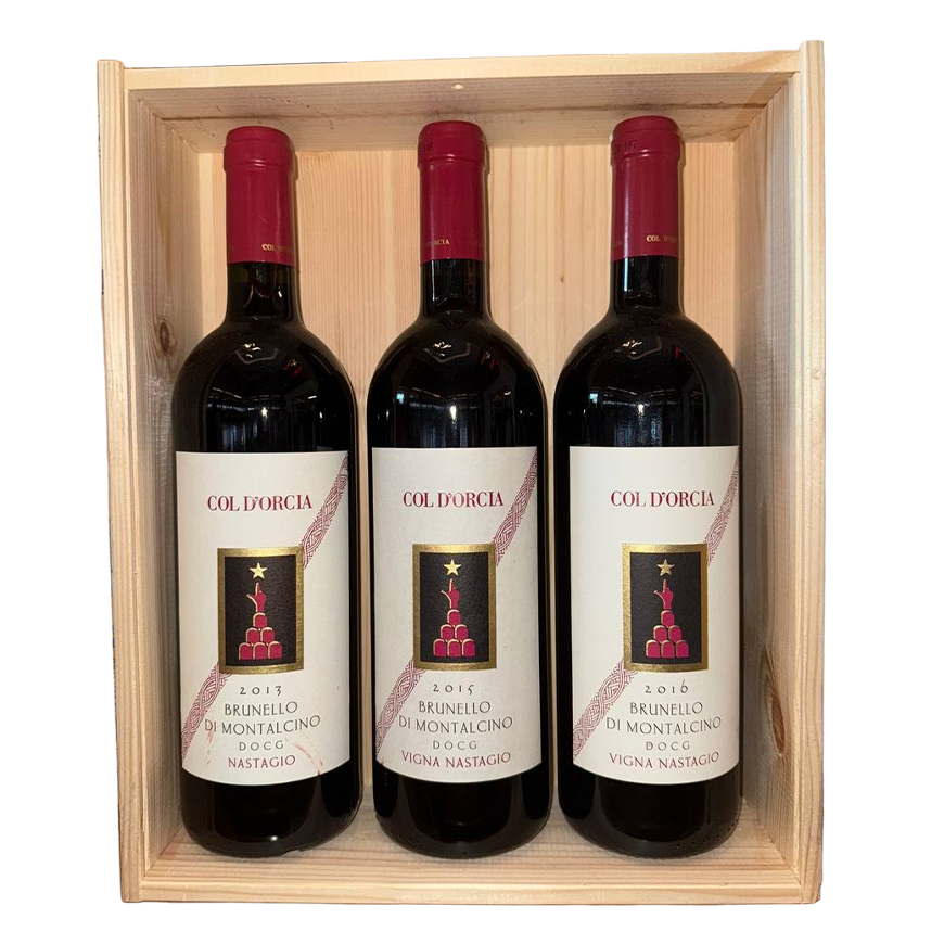 Col D'Orcia Brunello di Montalcino Bio Nastagio 2013 2015 2016 Set of 3 Gift Box
