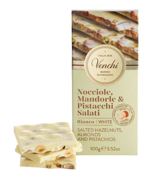 Venchi White Chocolate Bar with Salted Nuts 100g