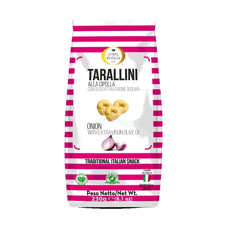 Terre di Puglia TARALLINI OLIVE OIL AND EXTRA VIRGIN OLIVE OIL onion (230g)