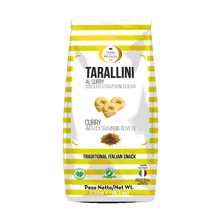 Terre di Puglia TARALLINI OLIVE OIL AND EXTRA VIRGIN OLIVE OIL curry (230g)