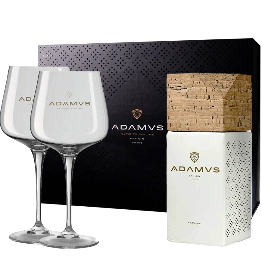 Adamus Organic Dry Gin 70cl Gift Box with 2 glasses