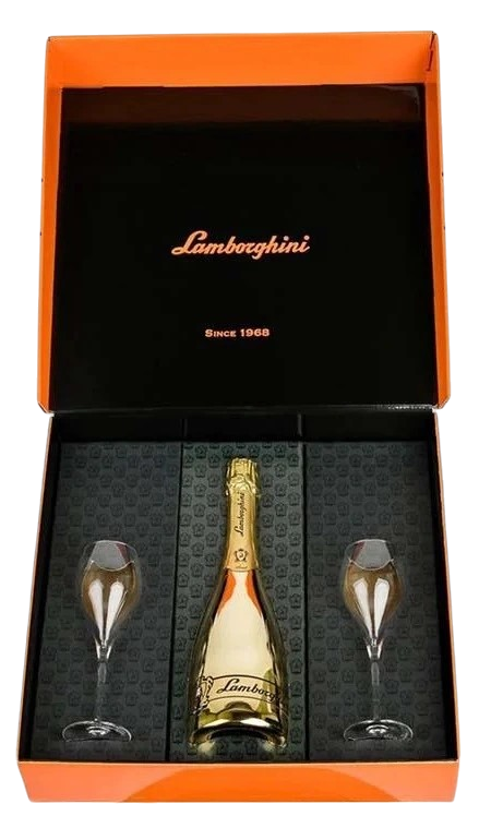 Lamborghini Sparkling Arancio Box with Glasses