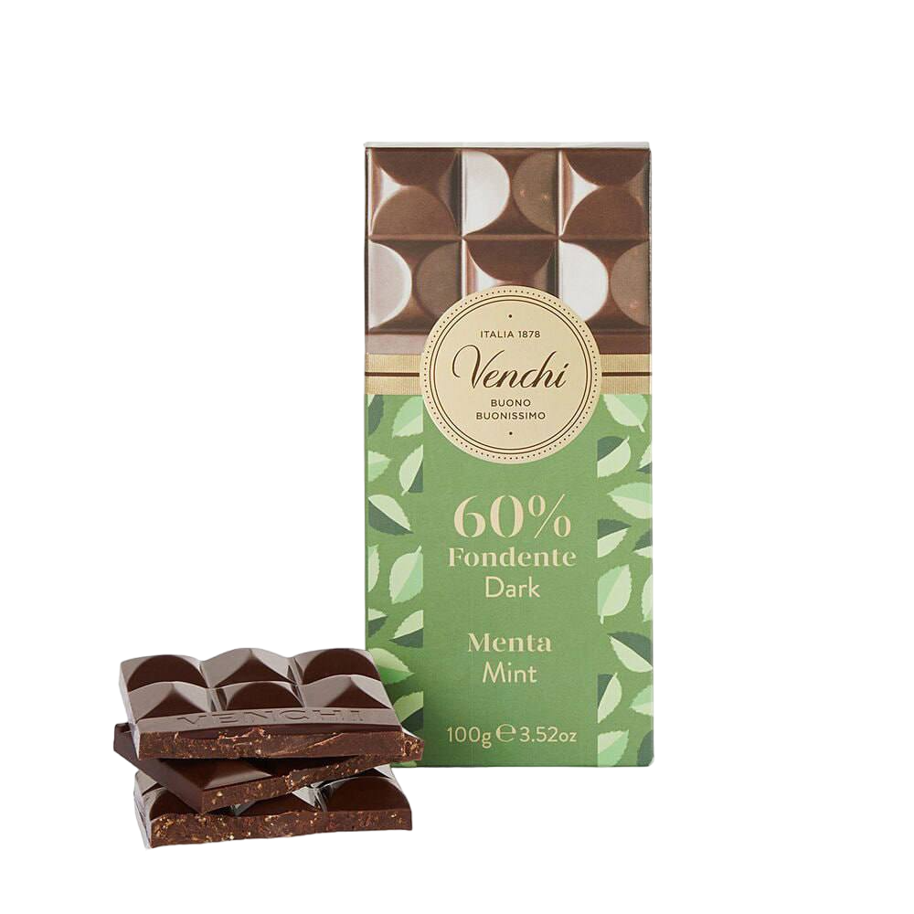 Venchi Dark Chocolate Bar With Mint Crunchy Grains 100g