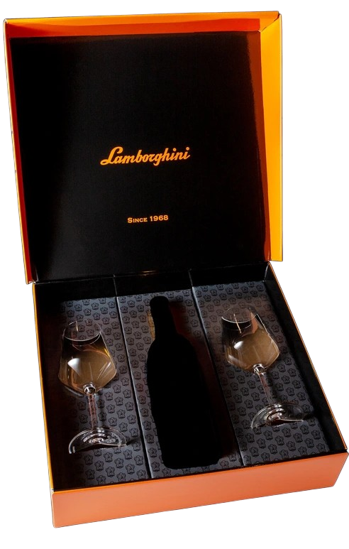 Lamborghini Wine Arancio Box with Glasses