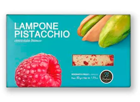 Bodrato White Pistachio and Raspberry Chocolate 50g