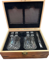 ClassWine Wooden Case with Whiskey glass Ice cubes Tongs