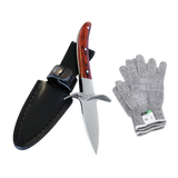Oyster Shucking Knife + Leather Sheath + Gloves