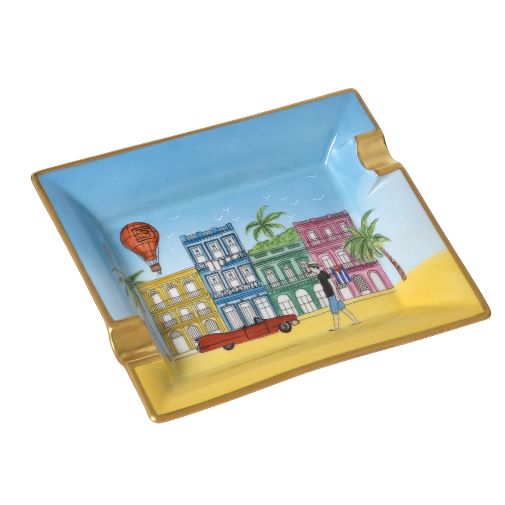 Elie Bleu Porcelain Ashtray "Casa Cubana" Landscape