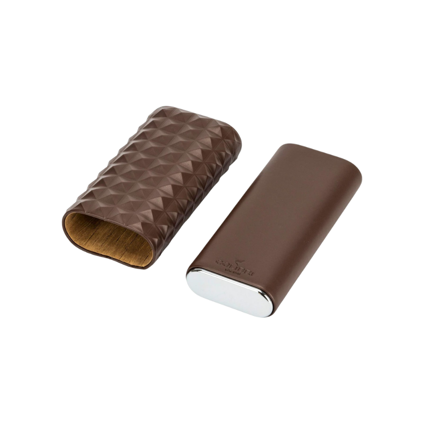 Colibri Cigar Case Quasar 3 Fingers Brown Crome