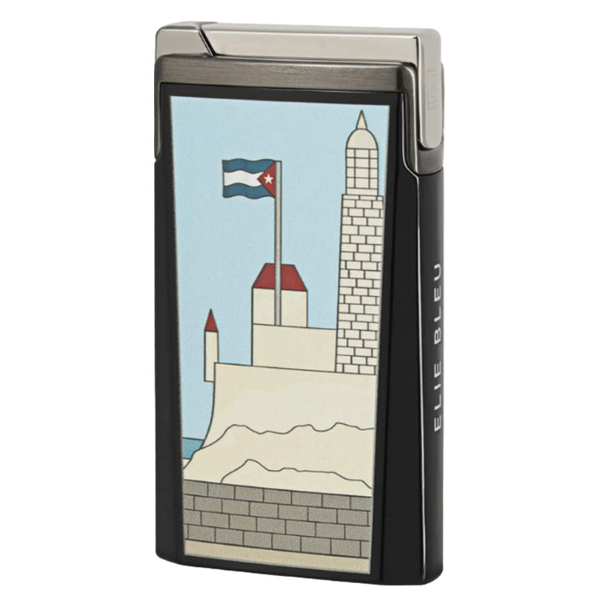 Elie Bleu Cigar Jet Flame Lighter "Casa Cubana" Black Laquer