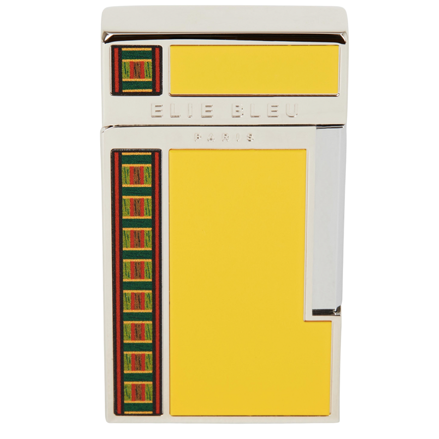 Elie Bleu Cigar Jet Flame Lighter Yellow Japanese Lacquer Alba Marquetry
