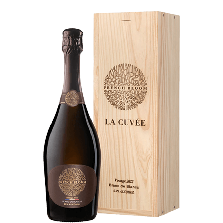 French Bloom La Cuvee Blanc de Blancs Alcohol Free Wooden Box
