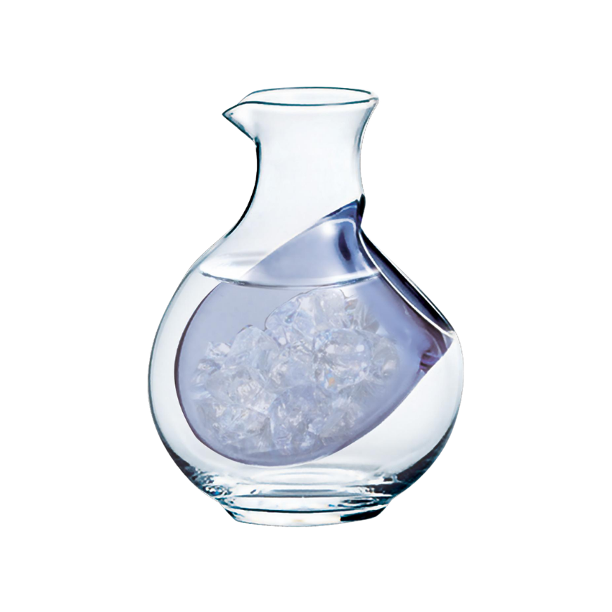 Glass Sake Tokkuri Carafe with Ice Pocket 400ml