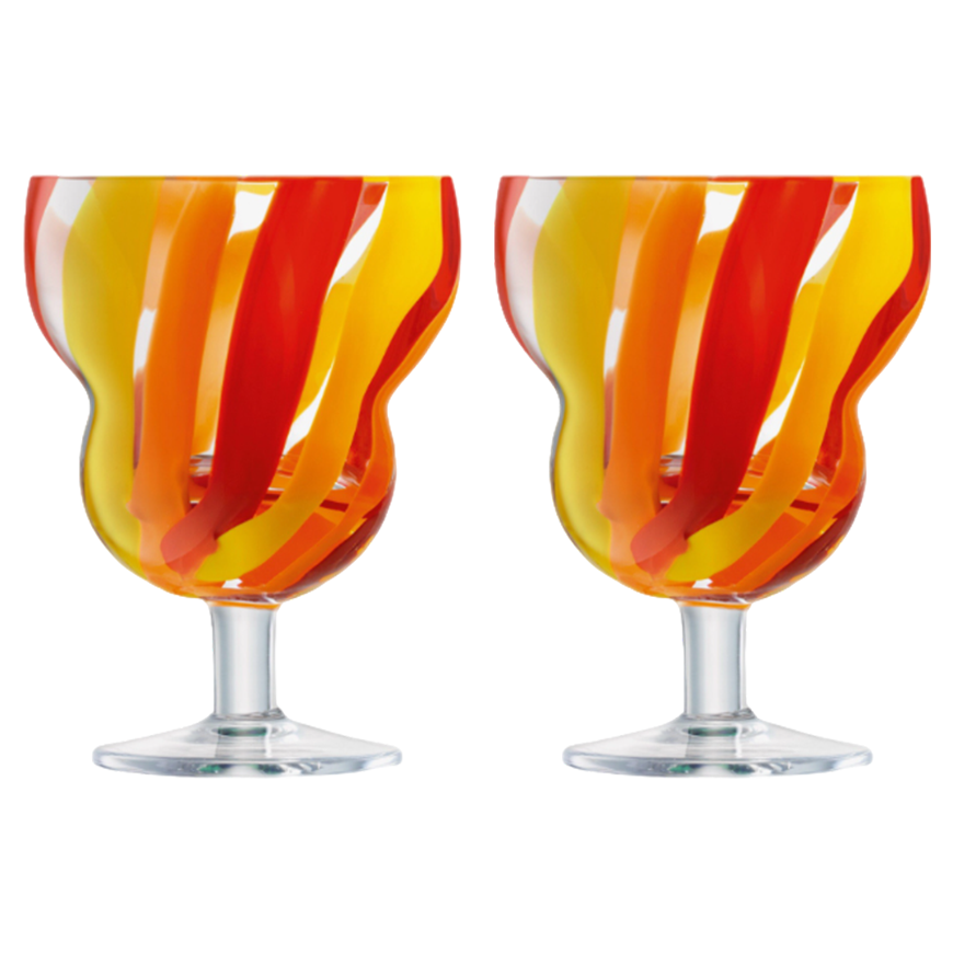 LSA Folk Water/Wine Glass 230ml Orange/Red/Yellow Set of 2