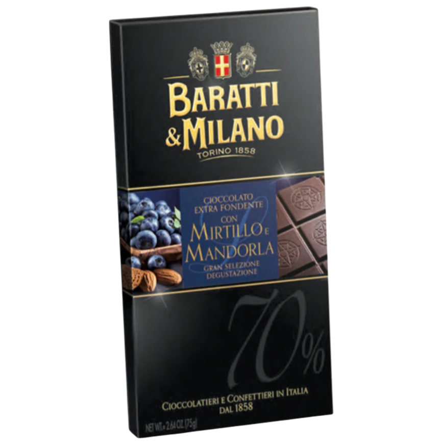 Baratti & Milano Chocolate Extra Dark 70% Blueberries 75g