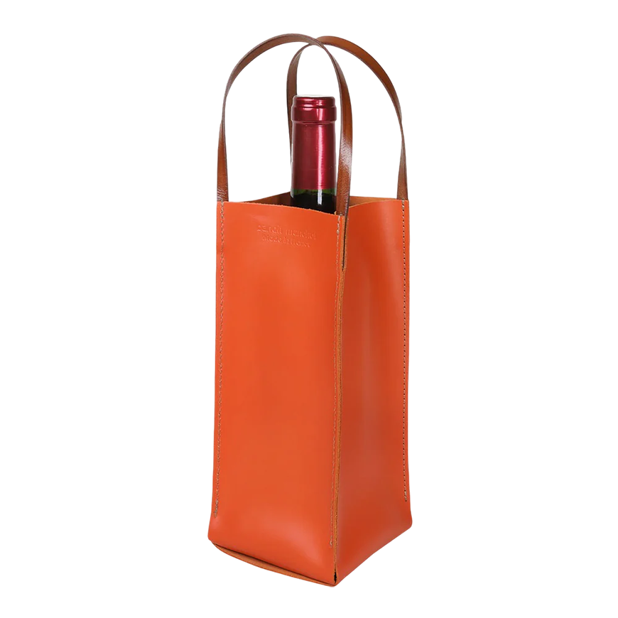 Bandit Manchot Leather Wine Bag for 1 Bottle Orange