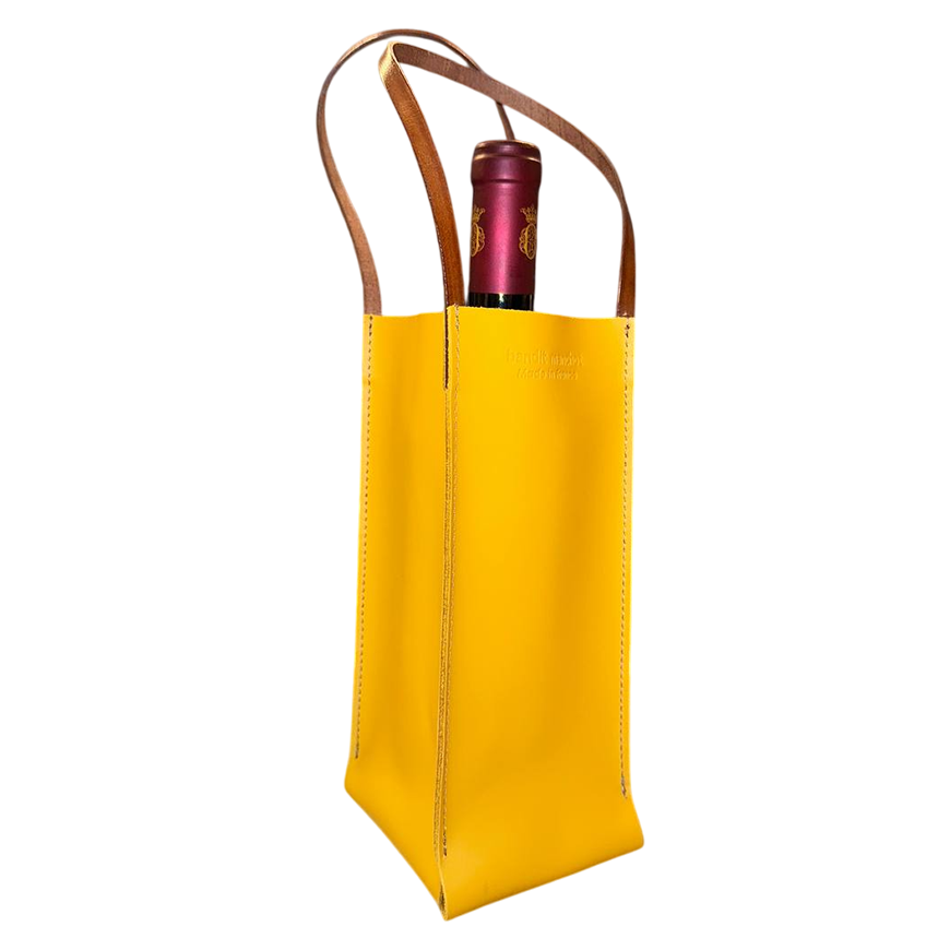 Bandit Manchot Leather Wine Bag for 1 Bottle Yellow