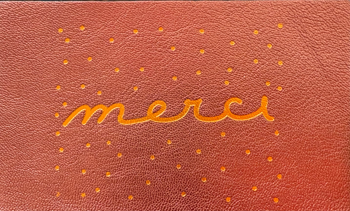 Bandit Manchot Leather Postcard "Merci" 10x15 cm