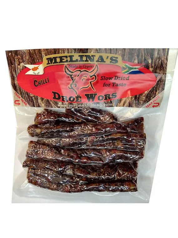 Melina's Biltong Chilli Droe Wors Snack Pack