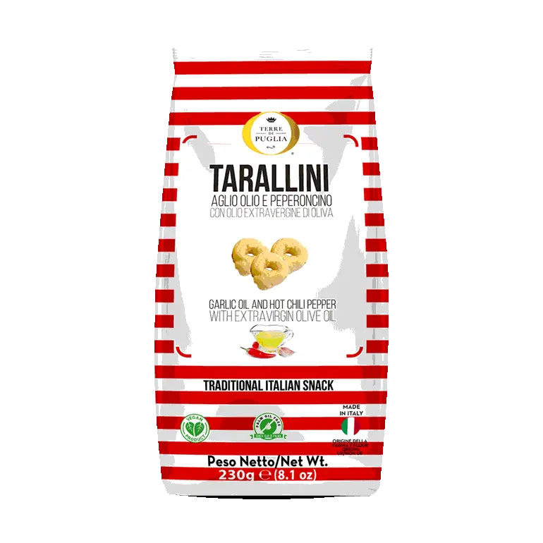 Terre di Puglia TARALLINI OLIVE OIL AND EXTRA VIRGIN OLIVE OIL garlic, oil and hot red pepper(230g)