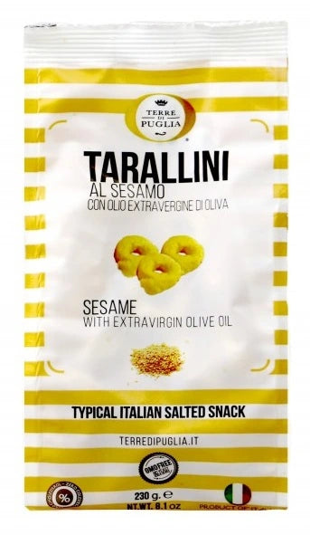 Terre di Puglia TARALLINI OLIVE OIL AND EXTRA VIRGIN OLIVE OIL Sesam (230g)