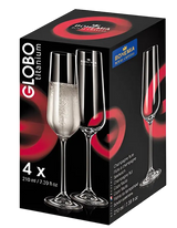 ClassWine Crystal Bohemia Box of 4 Flutes Champagne Glasses Globo 21cl