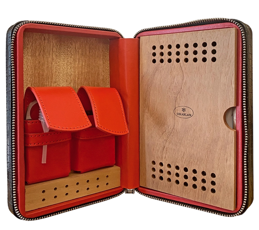 Leather Travel Case Brown/Red